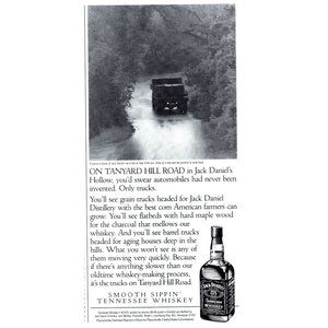 1992 Jack Daniels Whiskey Vintage Print Ad Barrel Truck Windy Road Wall Art